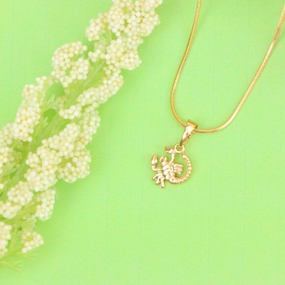 "Rose Gold Scorpio Pendant in Gold Plated Brass Zodiac Charm, XPPT1465 - Picture 12 of 13